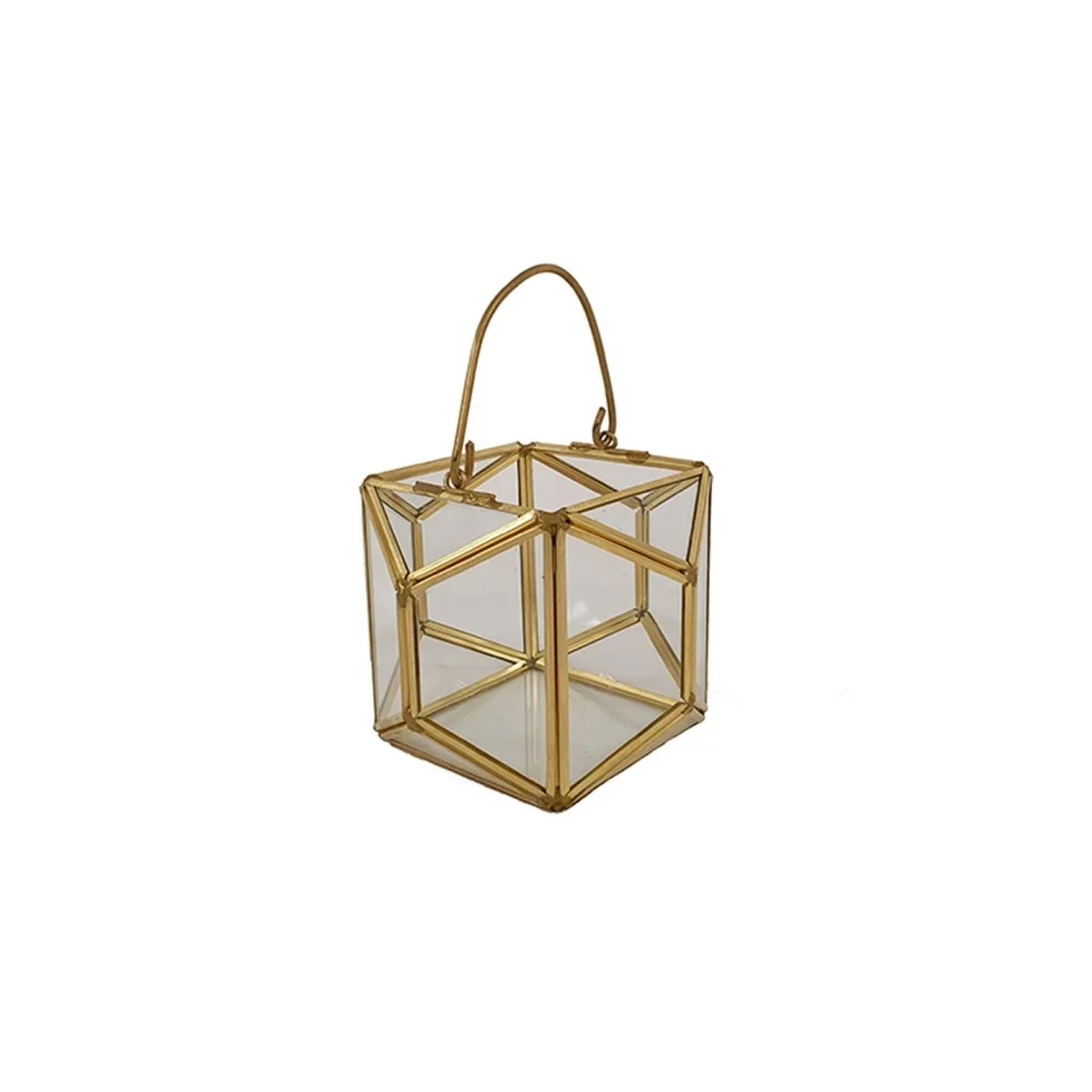 Φωτογραφία προϊόντος: Plastona Κηροπήγιο gold cube γυαλί/μέταλλο 12Χ12Χ9