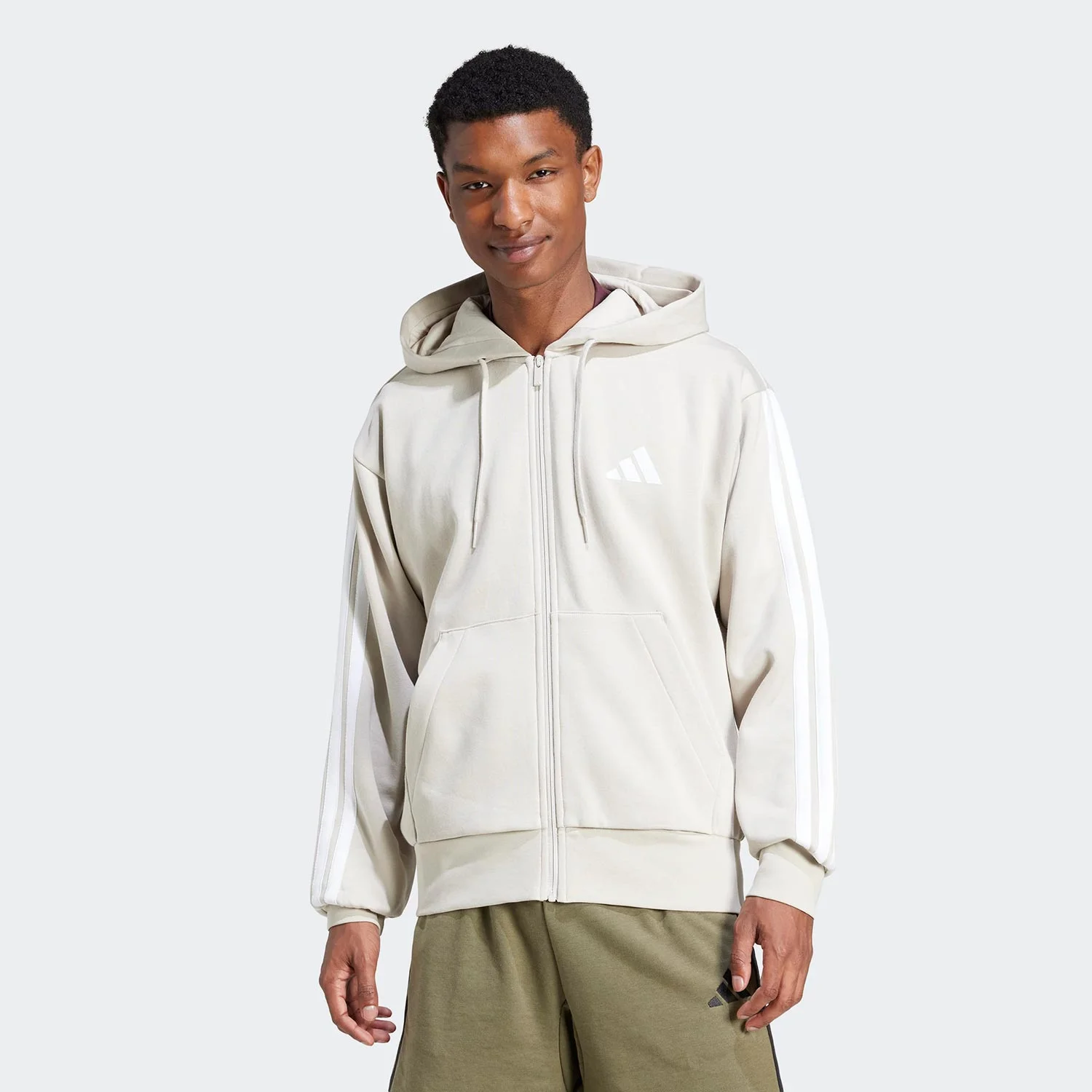 Φωτογραφία προϊόντος: ADIDAS PERFORMANCE ADIDAS ESSENTIALS 3-STRIPES FLEECE FULL-ZIP HOODIE ΜΠΕΖ