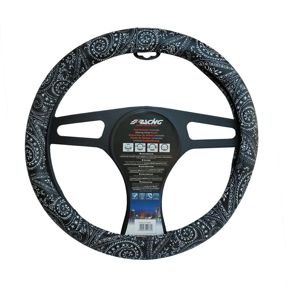 Φωτογραφία προϊόντος: Simoni Racing ΚΑΛΥΜΜΑ ΤΙΜΟΝΙΟΥ BANDANA BLACK ΟΙΚΟΛΟΓΙΚΟ ΔΕΡΜΑ ΜΑΥΡΟ (M) 37-39cm SIMONI RACING - 1 TEM SRCVT/66N