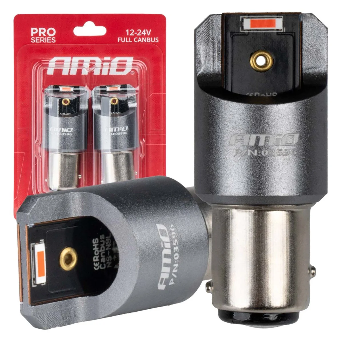 Φωτογραφία προϊόντος: AMIO ΛΑΜΠΑΚΙΑ P21/5W BAY15d 12/24V 6.000K 2xSMD LED FULL CAN-BUS ΚΟΚΚΙΝΟ PRO SERIES AMIO - 2 Τεμ. 03596/AM