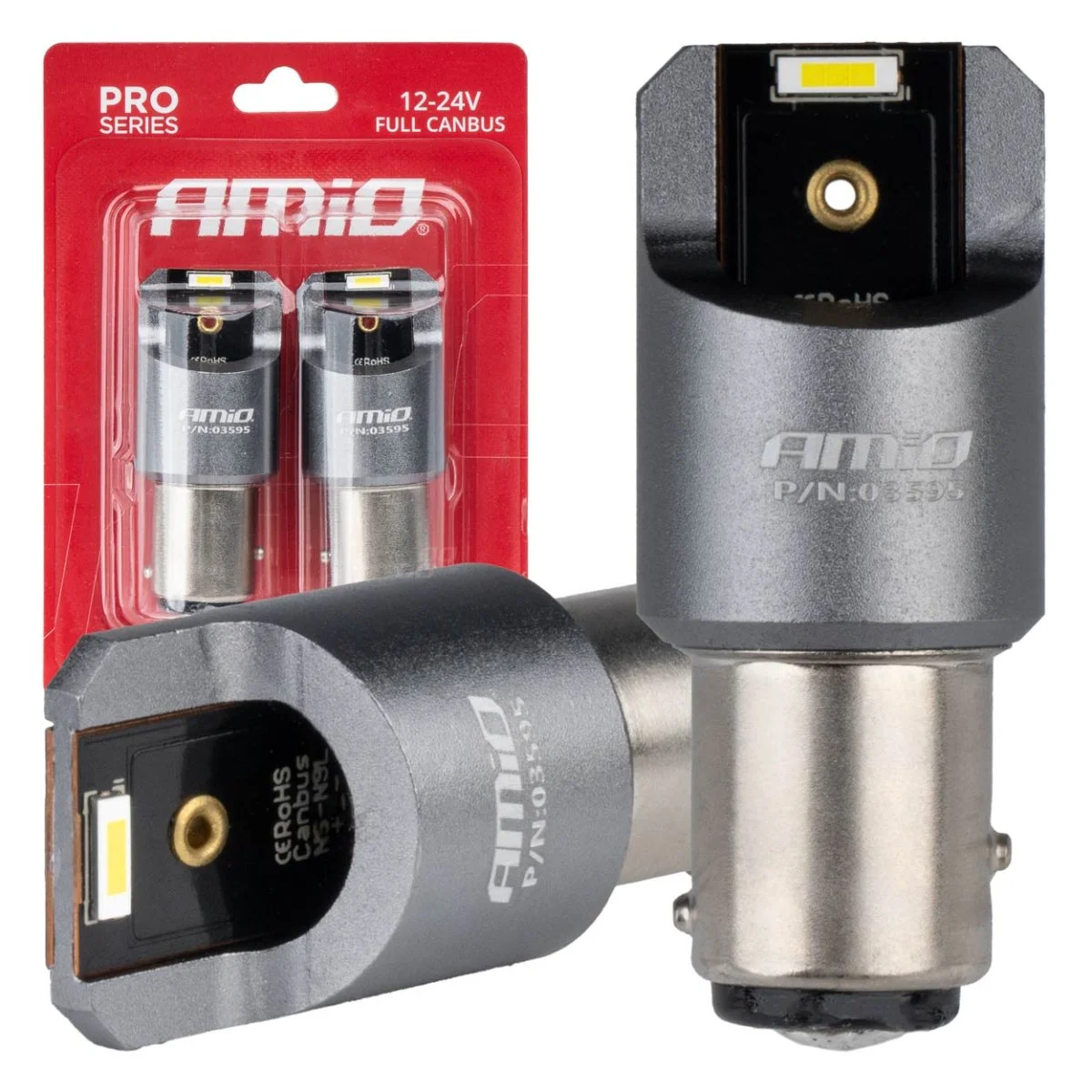 Φωτογραφία προϊόντος: AMIO ΛΑΜΠΑΚΙΑ P21/5W BAY15d 12/24V 6.000K 2xSMD LED FULL CAN-BUS ΛΕΥΚΟ PRO SERIES AMIO - 2 Τεμ. 03595/AM