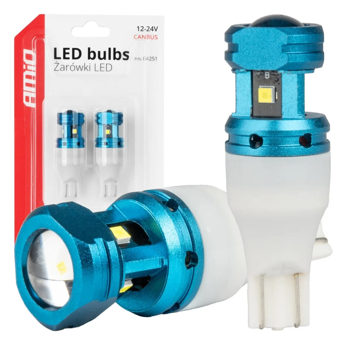 Φωτογραφία προϊόντος: AMIO Amio - Λάμπες LED CANBUS T15 (W16W) 4SMD 1860XS Λευκή 6000K 12V/24V για Φώτα Όπισθεν, Πινακίδας & Χώρου Αποσκευών - 2τεμ. (04251/AM) 04251/AM
