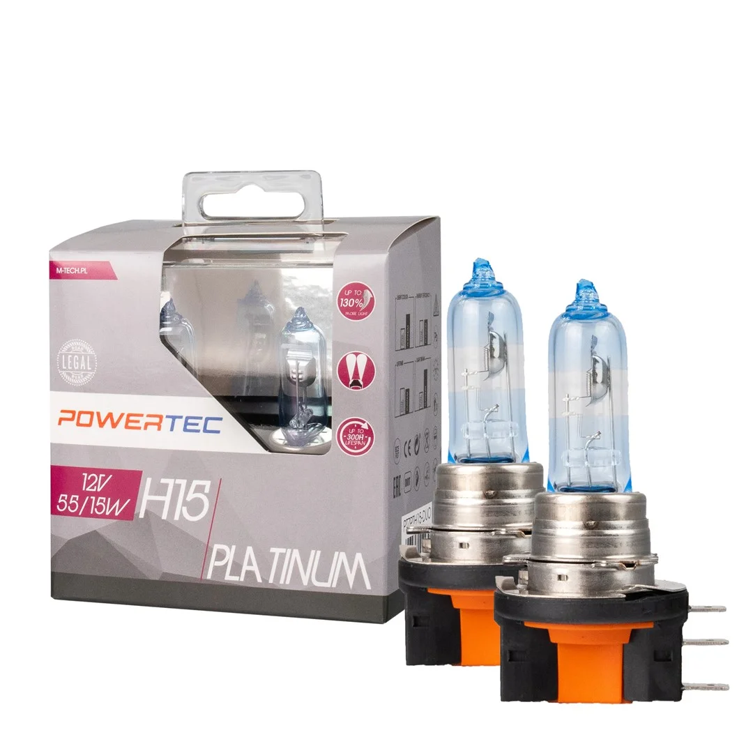Φωτογραφία προϊόντος: M-tech ΛΑΜΠΕΣ H15 12V 55/15W +130% POWERTEC PLATINUM mTECH - 2 Τεμ. PTZPTH15-DUO/MT