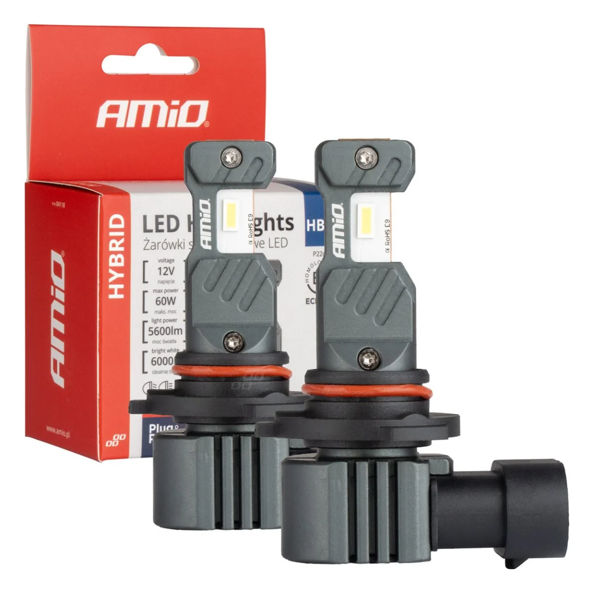 Φωτογραφία προϊόντος: AMIO ΛΑΜΠΕΣ LED HΒ4 9006 12V 60W 6.000K 5.600lm +400% LED CAN-BUS HYBRID SERIES AMIO - 2 ΤΕΜ. 04118/AM