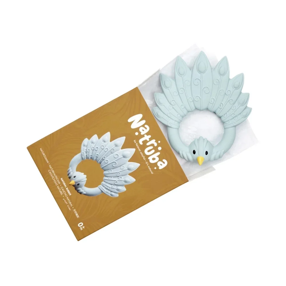 Φωτογραφία προϊόντος: Natruba Μασητικό Peacock Light Blue | Φυσικό Καουτσούκ, Χειροποίητο, Από 0+ Μηνών
