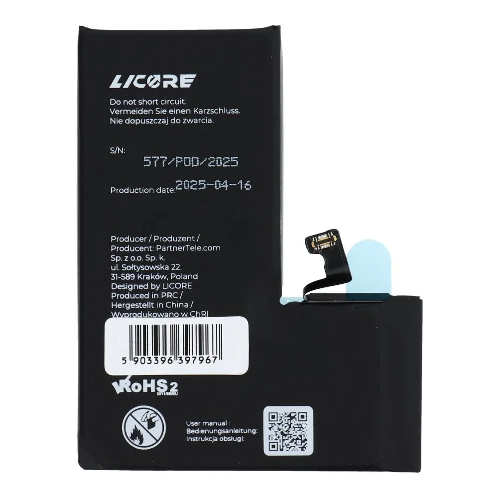 Φωτογραφία προϊόντος: . LICORE battery for IPHONE 15 Pro 3274 mAh