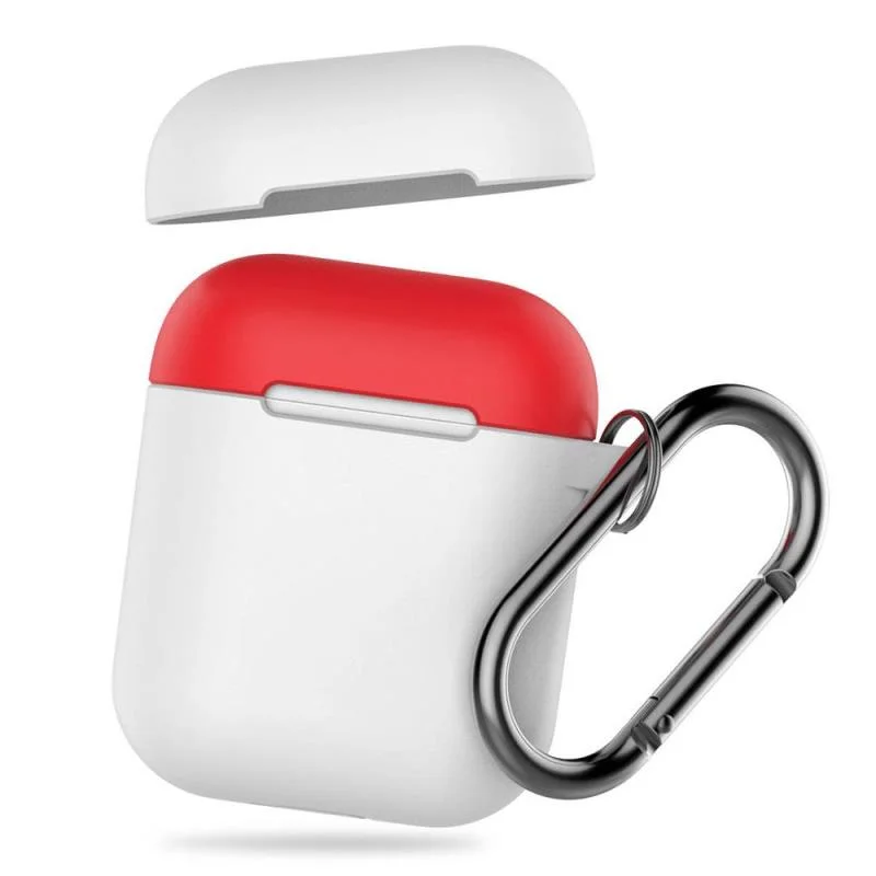 Φωτογραφία προϊόντος: Θήκη Σιλικόνης AhaStyle PT46 Apple AirPods Tone με Γάντζο Λευκό-Κόκκινο