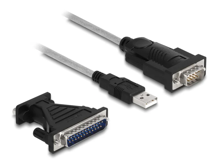 Φωτογραφία προϊόντος: DELOCK καλώδιο USB σε RS-232 DB9 61314 με αντάπτορα DB25, 1.8m, μαύρο
