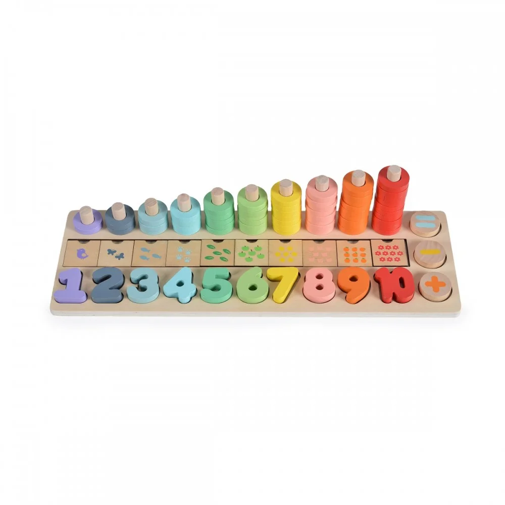 Φωτογραφία προϊόντος: Ξύλινο Παιχνίδι Moni Toys 2052 Αριθμητήριο Stack and Count Learning Set 89τεμ. 36m+