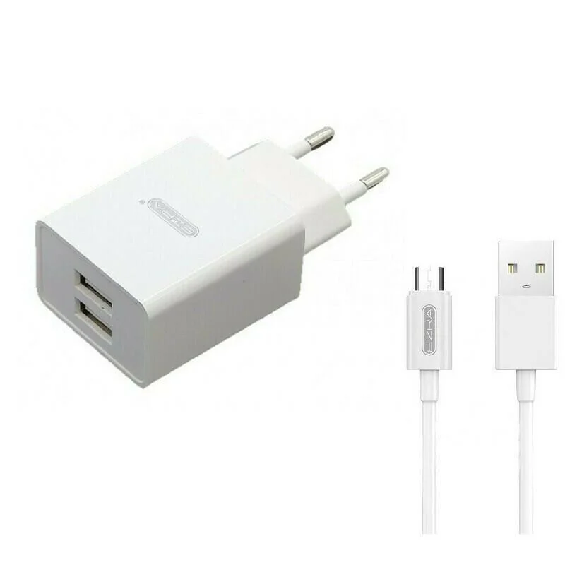 Φωτογραφία προϊόντος: Ezra Φορτιστής με 2 Θύρες USB-A και Καλώδιο USB-C Λευκός (HC48)