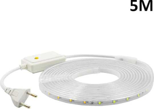 Φωτογραφία προϊόντος: Factory Αδιάβροχη Ταινία LED 220V RGB Φως 5m Τύπου SMD2835 με Τροφοδοτικό