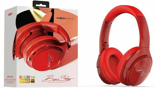 Φωτογραφία προϊόντος: Moxom MX-WL40 Ασύρματα Bluetooth Over Ear Ακουστικά με 5 ώρες Λειτουργίας - Κόκκινο
