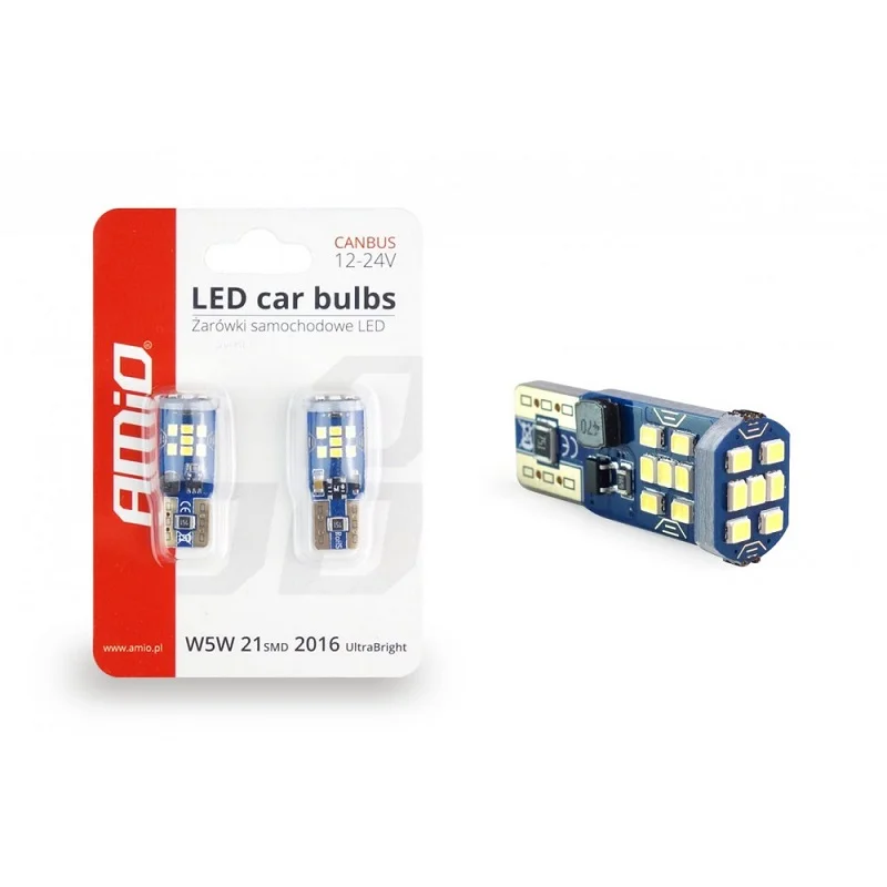 Φωτογραφία προϊόντος: AMIO T10 W5W CANBUS 12/24V LED 21xSMD ULTRABRIGHT 2016 ΛΕΥΚΟ 2ΤΕΜ.