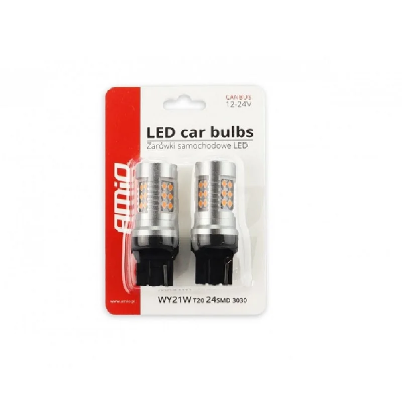 Φωτογραφία προϊόντος: AMIO WY21W T20 12/24V 6,2W 800lm LED 24xSMD3030 CAN-BUS ΚΙΤΡΙΝΟ 18x56mm 2ΤΕΜ.