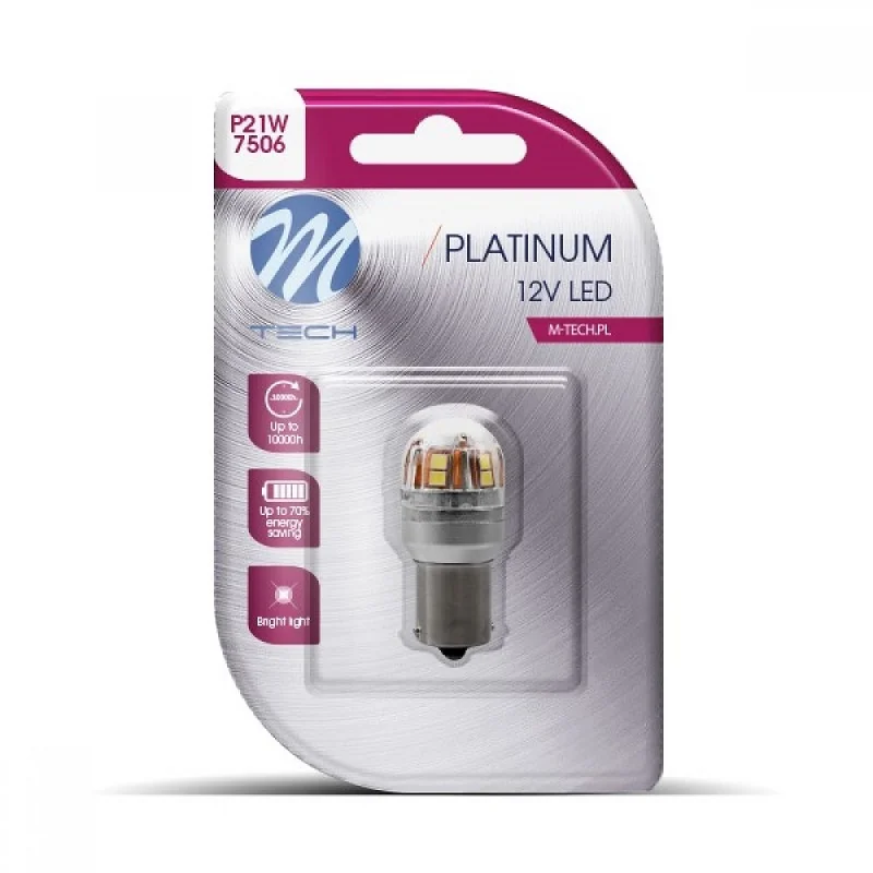 Φωτογραφία προϊόντος: P21W 12/24V Ba15s 2,8W 450lm 15xSMD LED CAN-BUS ΛΕΥΚΟ BLISTER M-TECH 1ΤΕΜ.