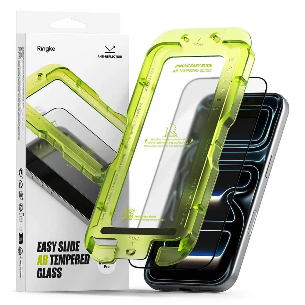 Φωτογραφία προϊόντος: Ringke iPhone 17 Pro Screen Protector Premium Easy Slide AR Tempered Glass 9H with installation jig Transparent