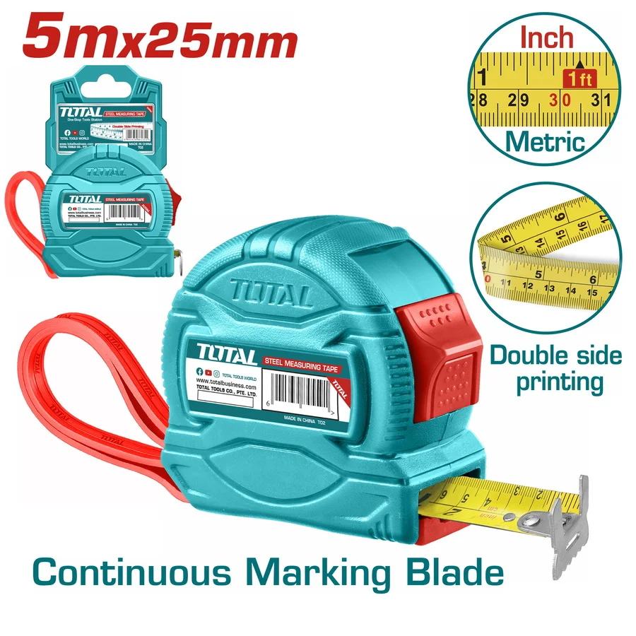 Φωτογραφία προϊόντος: TOTAL ΜΕΤΡΟΤΑΙΝΙΑ 5m X 25mm (TMT34525)