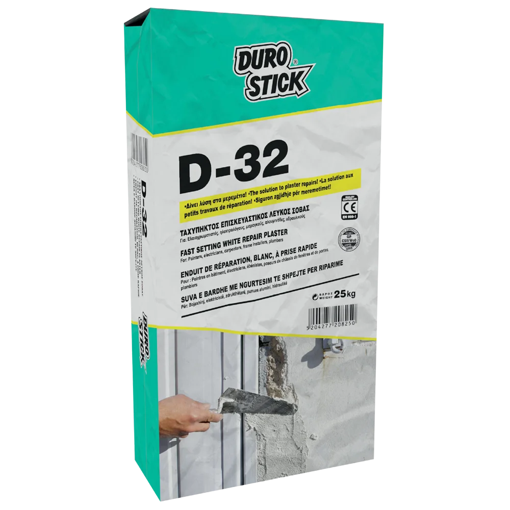 Φωτογραφία προϊόντος: Durostick D-32 Ταχύπηκτος επισκευαστικός λευκός σοβάς 25 kg