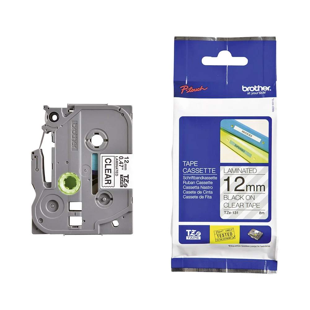 Φωτογραφία προϊόντος: Brother Labels Brother TZe-131 Labelling Tape – Black on Clear, 12mm wide (TZE131) (BROTZE131)