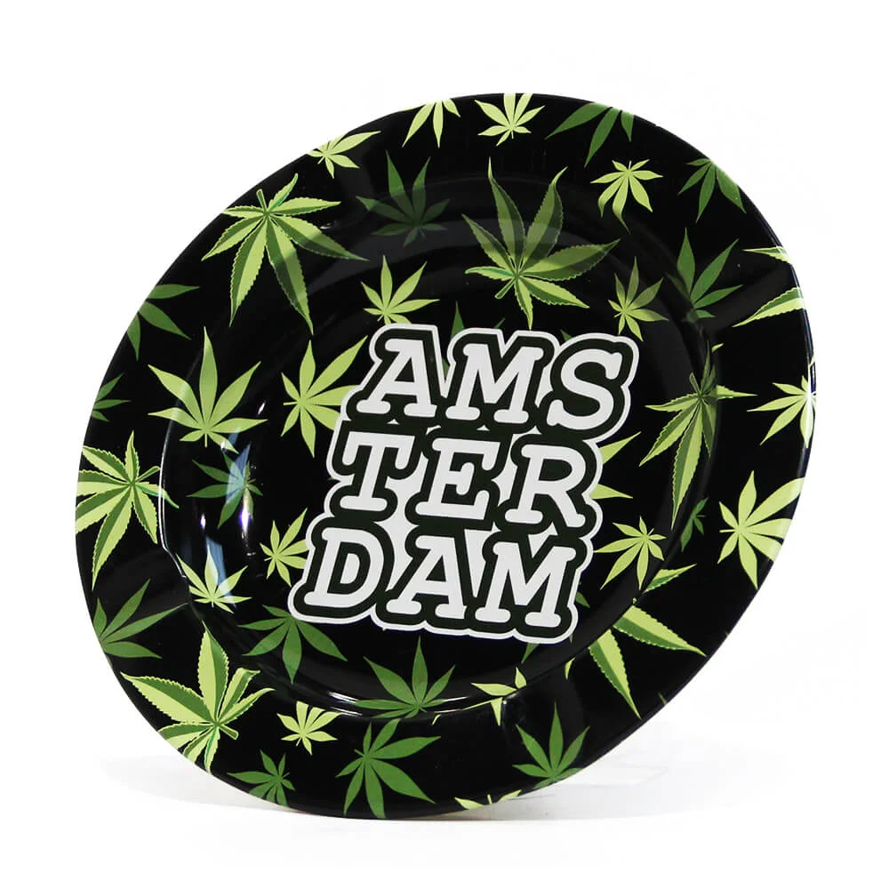 Φωτογραφία προϊόντος: Urban Crew Amsterdam Green Weed Leaves Μεταλλικό Τασάκι