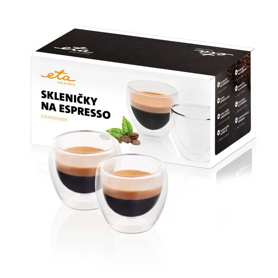 Φωτογραφία προϊόντος: ETA 4181 93000 Σετ Ποτήρια Espresso από βοριοπυριτικό γυαλί 80ml (2τεμ)