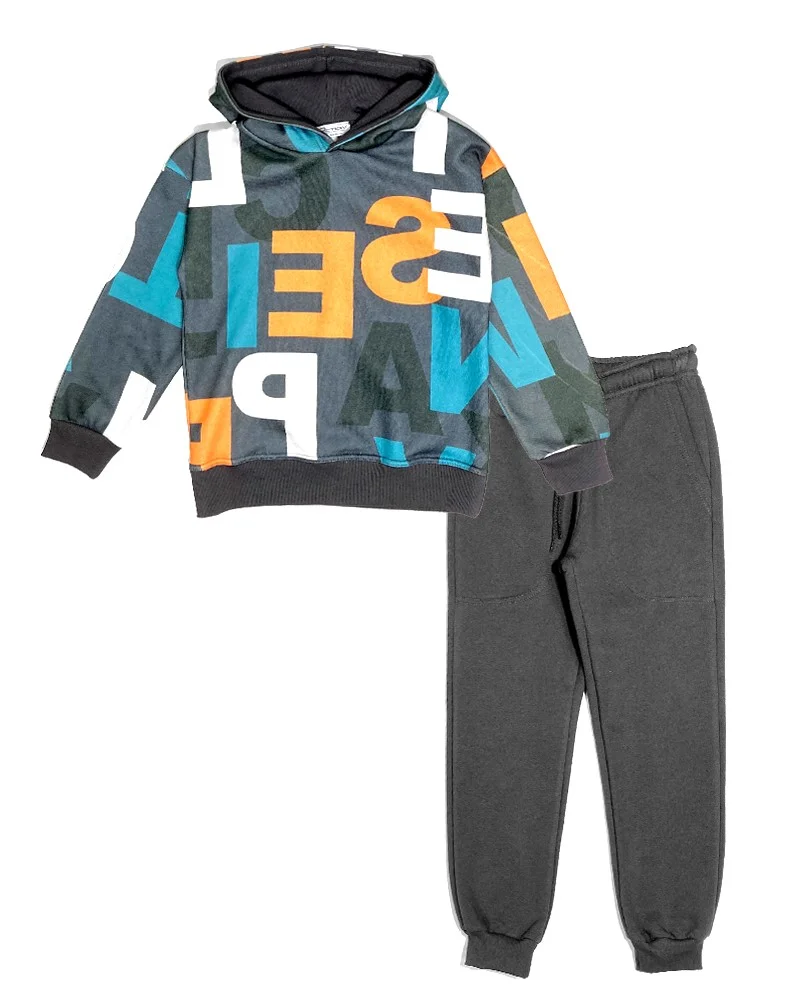 Φωτογραφία προϊόντος: Action Sportswear by Cotton Planet ΣΕΤ ΦΟΡΜΑ LETTERS ΑΝΘΡΑΚΙ - ΕΜΠΡΙΜΕ