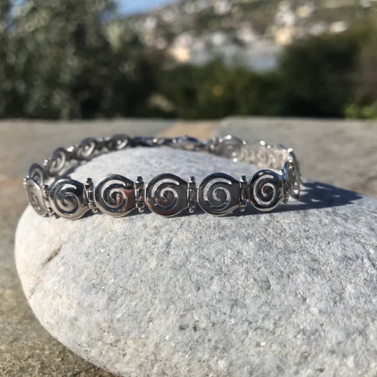 Φωτογραφία προϊόντος: e-w. Silver Χειροποίητο Ασημένιο Βραχιόλι Μαίανδρος