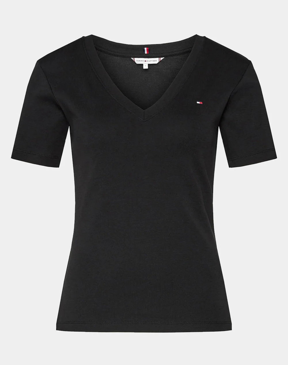Φωτογραφία προϊόντος: TOMMY HILFIGER LOGO V NECK SLIM FIT T-SHIRT WOMEN TOMMY HILFIGER ΜΑΥΡΟ (WW0WW40584-BDS)