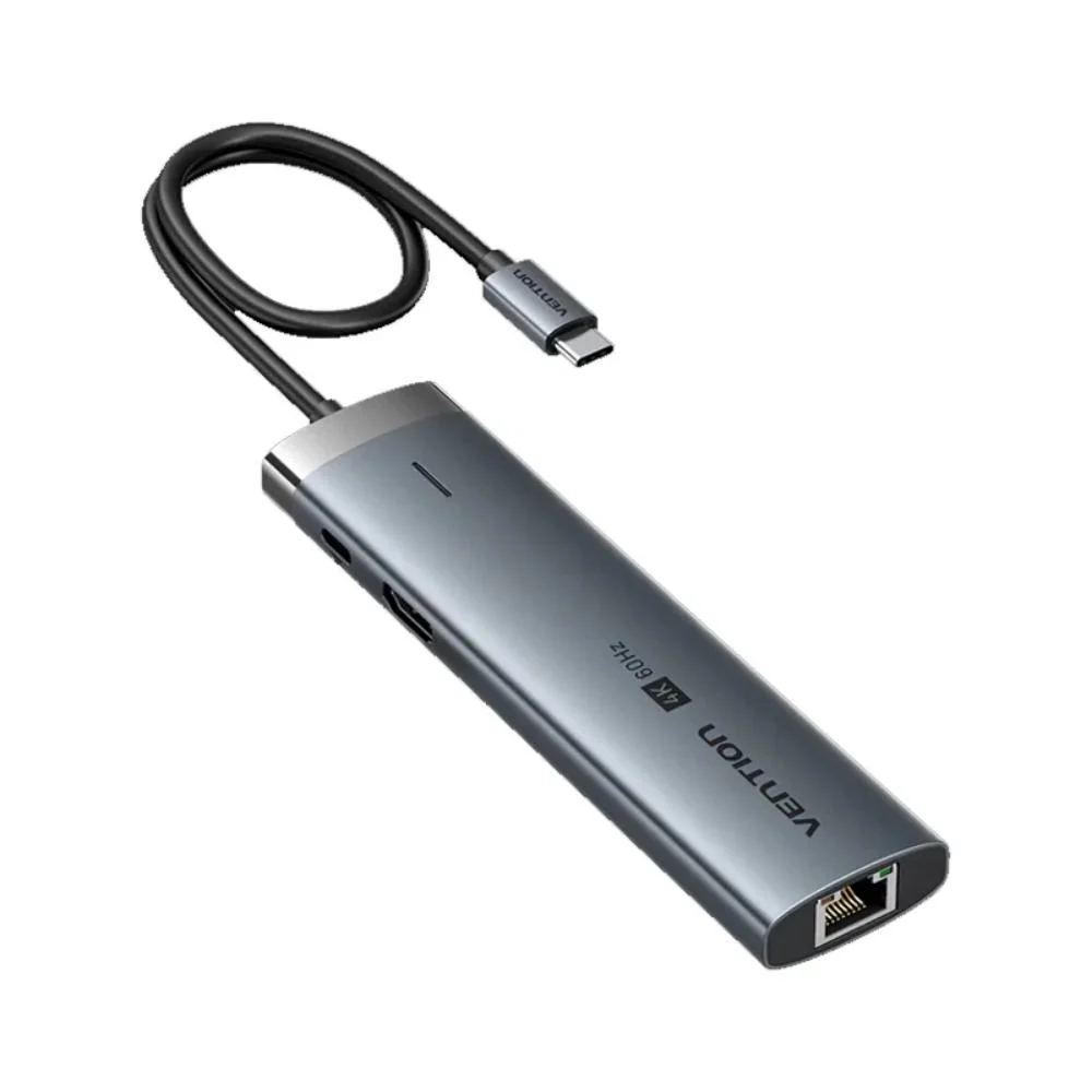Φωτογραφία προϊόντος: VENTION USB-C to HDMI/USB 3.2 Gen 1 Type-C/USB 3.0/USB 2.0/RJ45/SD/TF/TRRS 3.5mm/PD Docking Station 0.15M Gray Aluminum Alloy Type (TGVHB) (VENTGVHB)