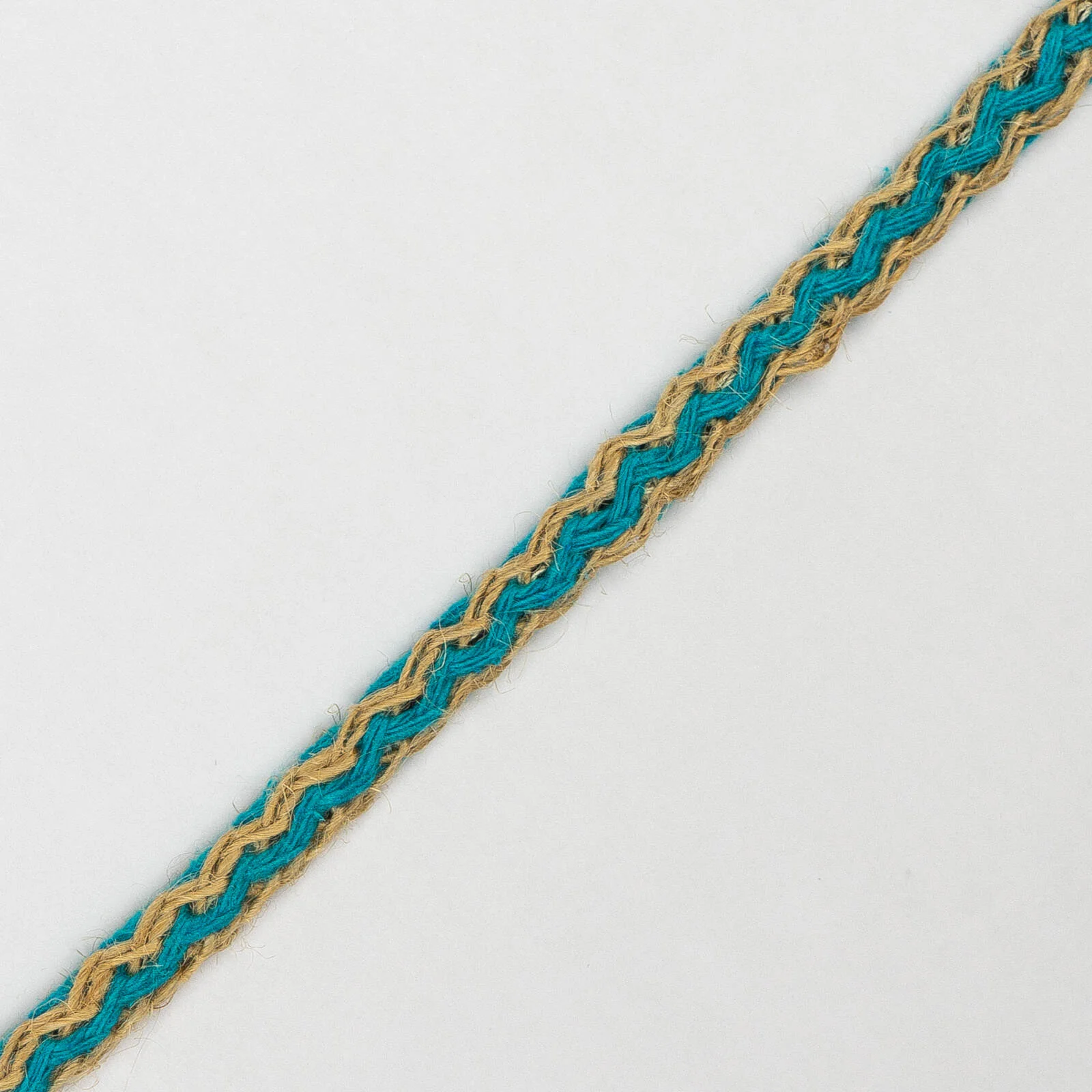 Φωτογραφία προϊόντος: Cord Braided Jute Natural - Cotton Turquoise 0.6 Cm