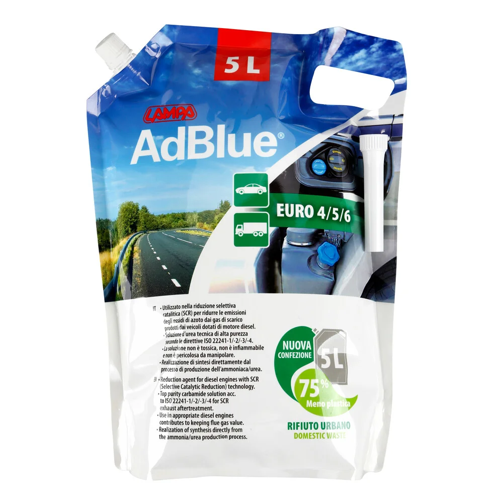 Φωτογραφία προϊόντος: ΠΡΟΣΘΕΤΟ ΥΓΡΟ ADBLUE 5LT ΣΕ ΣΑΚΟΥΛΑ ΜΕ ΣΤΟΜΙΟ LAMPA - 1 ΤΕΜ.