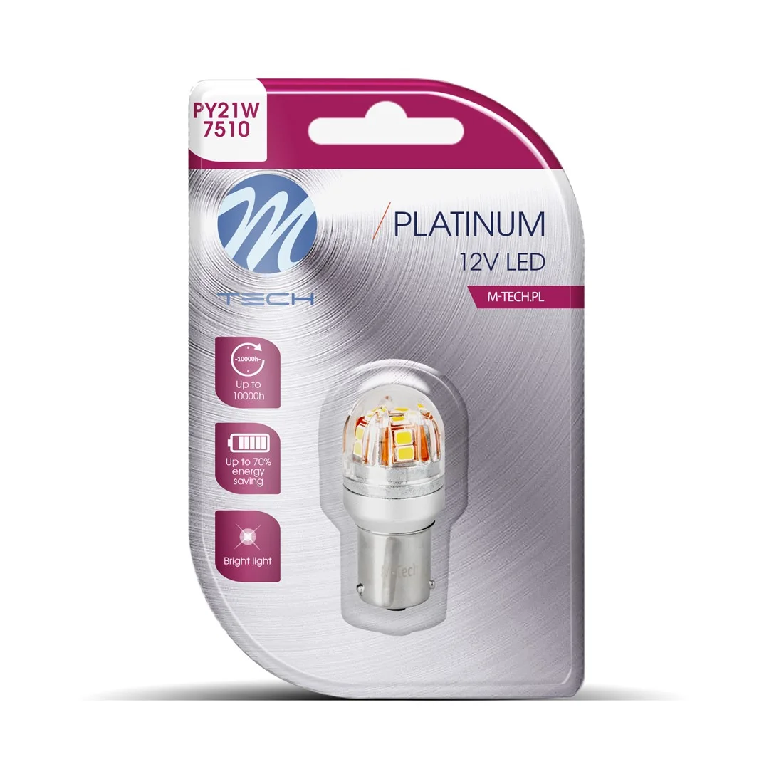 Φωτογραφία προϊόντος: M-Tech ΛΑΜΠΑΚΙ PY21W 12/24V 21W BAU15s 15x2835SMD 210lm ΜΟΝΟΠΟΛΙΚΟ ΠΑΡΑΚΕΝΤΡΟ CAN-BUS PLATINUM ΠΟΡΤΟΚΑΛΙ - 1 ΤΕΜ.