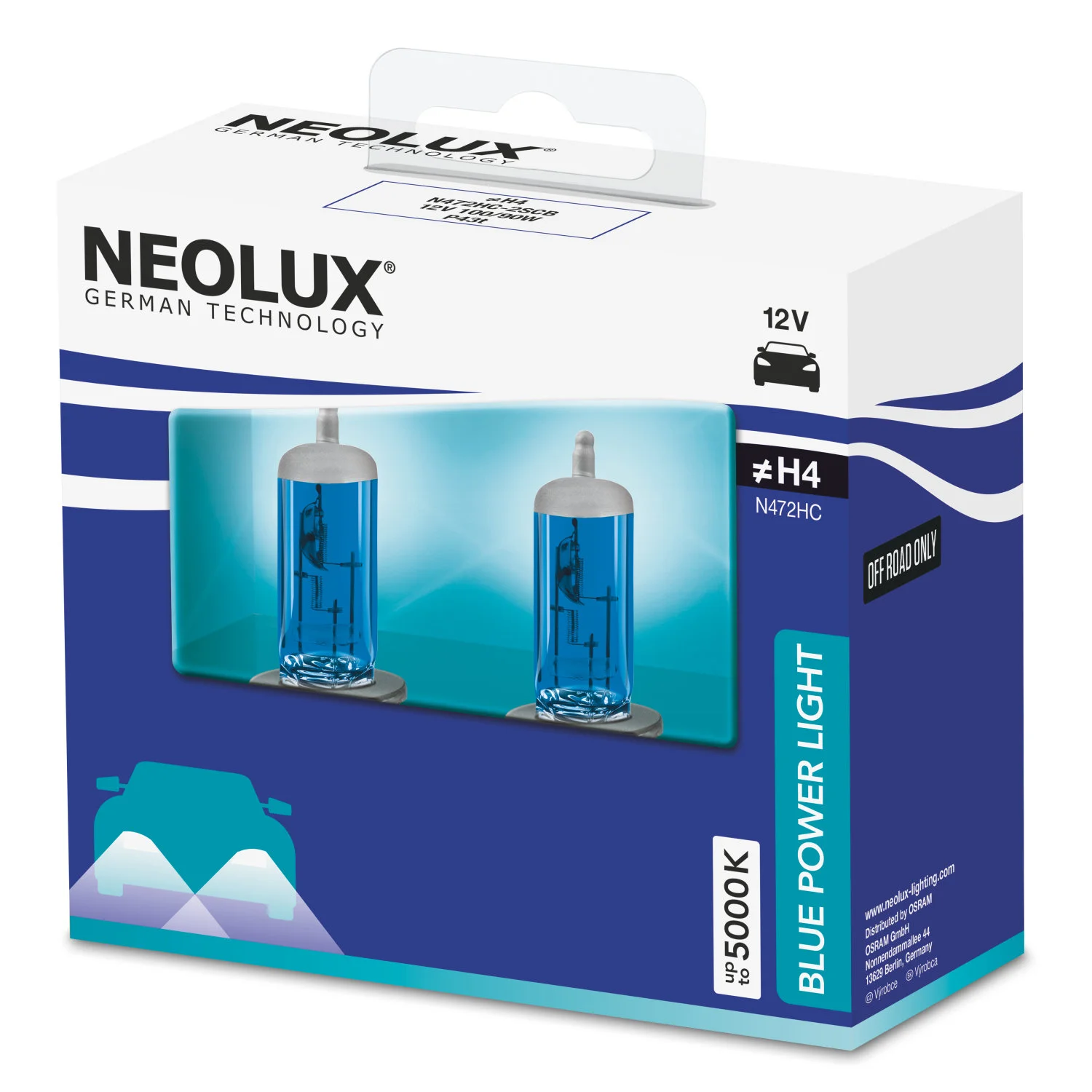 Φωτογραφία προϊόντος: NEOLUX H4 12V 100/90W Blue Power Light 5000K (N472HC-2SCB) 2τμχ