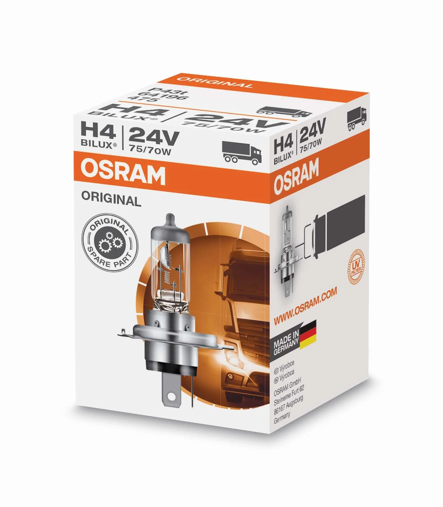 Φωτογραφία προϊόντος: OSRAM Η4 24V 75/70W Original Line Heavy Duty (94196) 1τμχ