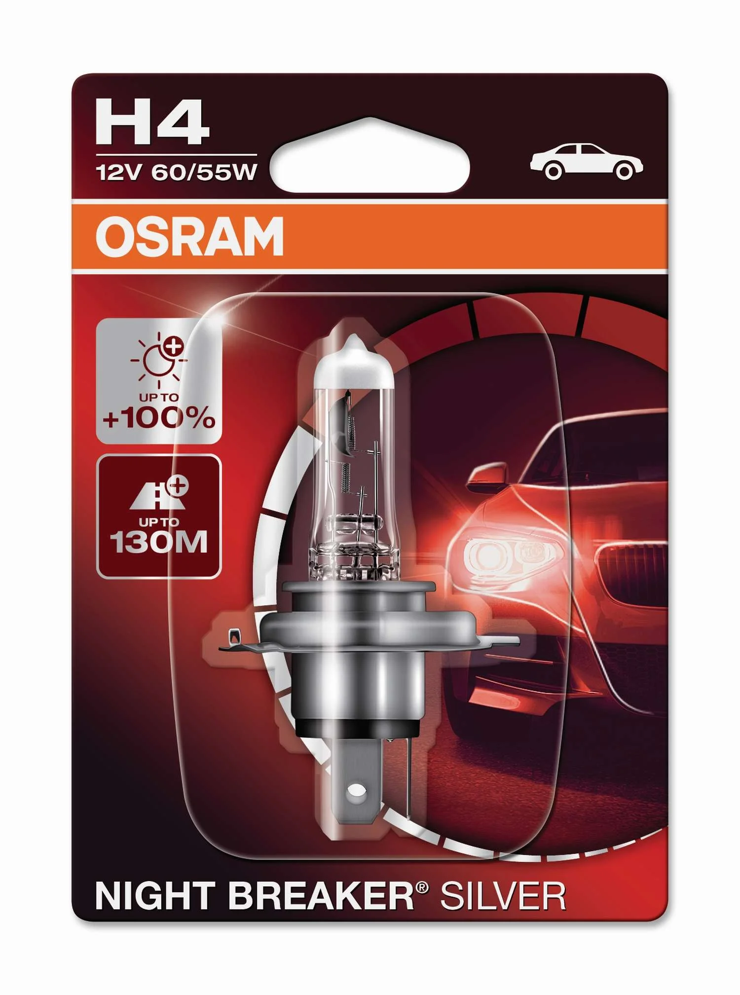 Φωτογραφία προϊόντος: OSRAM H4 12V 60/55W Night Breaker Silver +100% Περισσότερο Φως (64193NBS-01B) 1τμχ