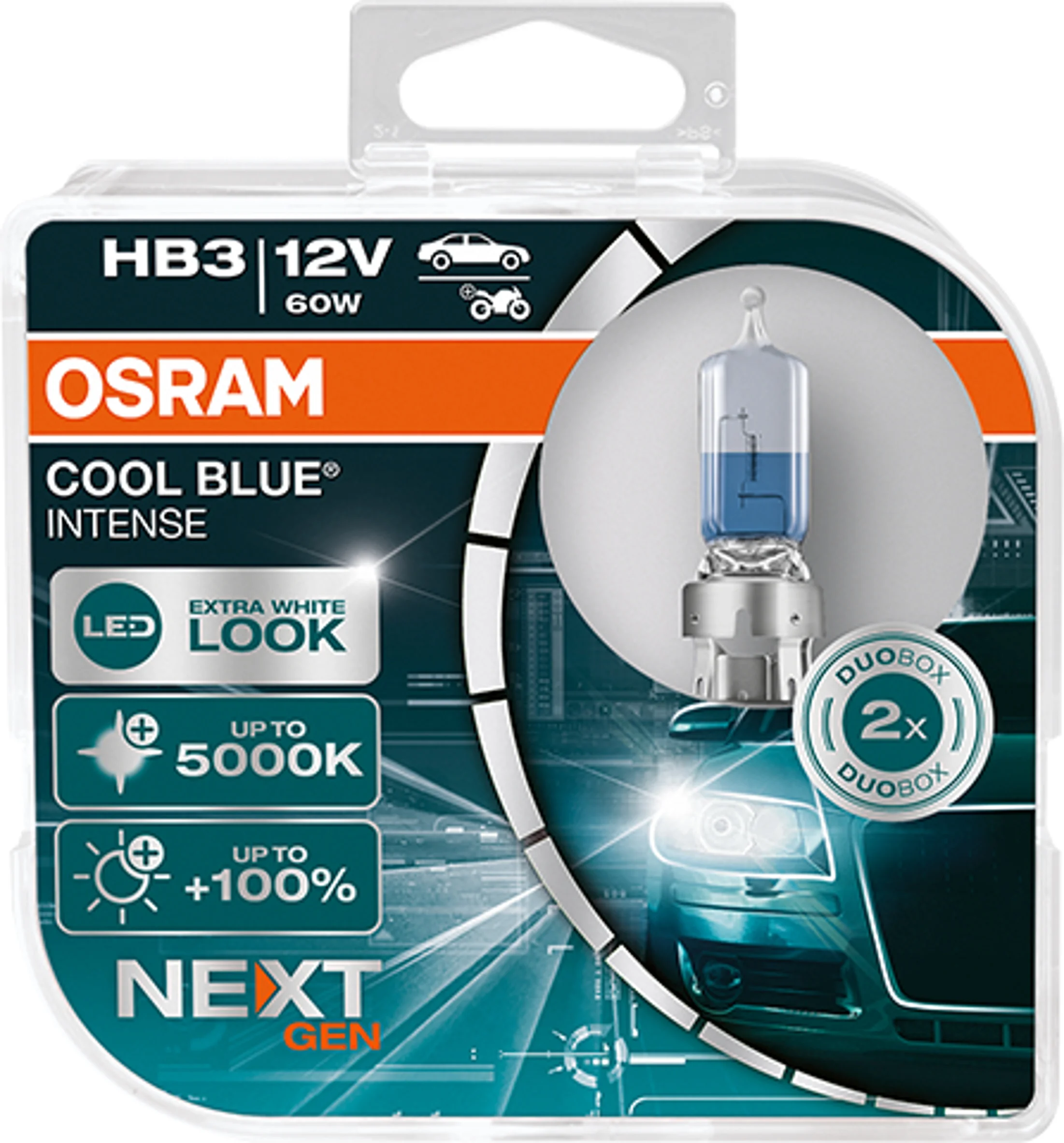 Φωτογραφία προϊόντος: OSRAM HB3 12V 60W P20d Cool Blue INTENSE NextGeneration 5000K + 100% Περισσότερο Φως (9005CBN-HCB) 2τμχ