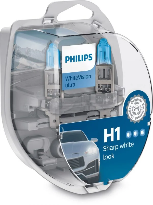 Φωτογραφία προϊόντος: PHILIPS H1 12V 55W White Vision Ultra έως 4000K και 60% Περισσ. Φως (12258WVUSM) 2τμχ