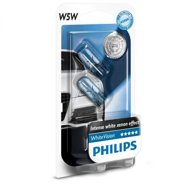 Φωτογραφία προϊόντος: PHILIPS 12V W5W 12V/5W WHITE VISION 2τμχ 12961NBVB2