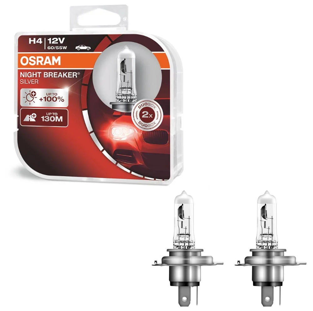 Φωτογραφία προϊόντος: OSRAM H4 12V 60/55W P43T NIGHT BREAKER® SILVER 100% ΠΕΡΙΣΣΟΤΕΡΟ ΦΩΣ (64193NBS-HCB) 2τμχ
