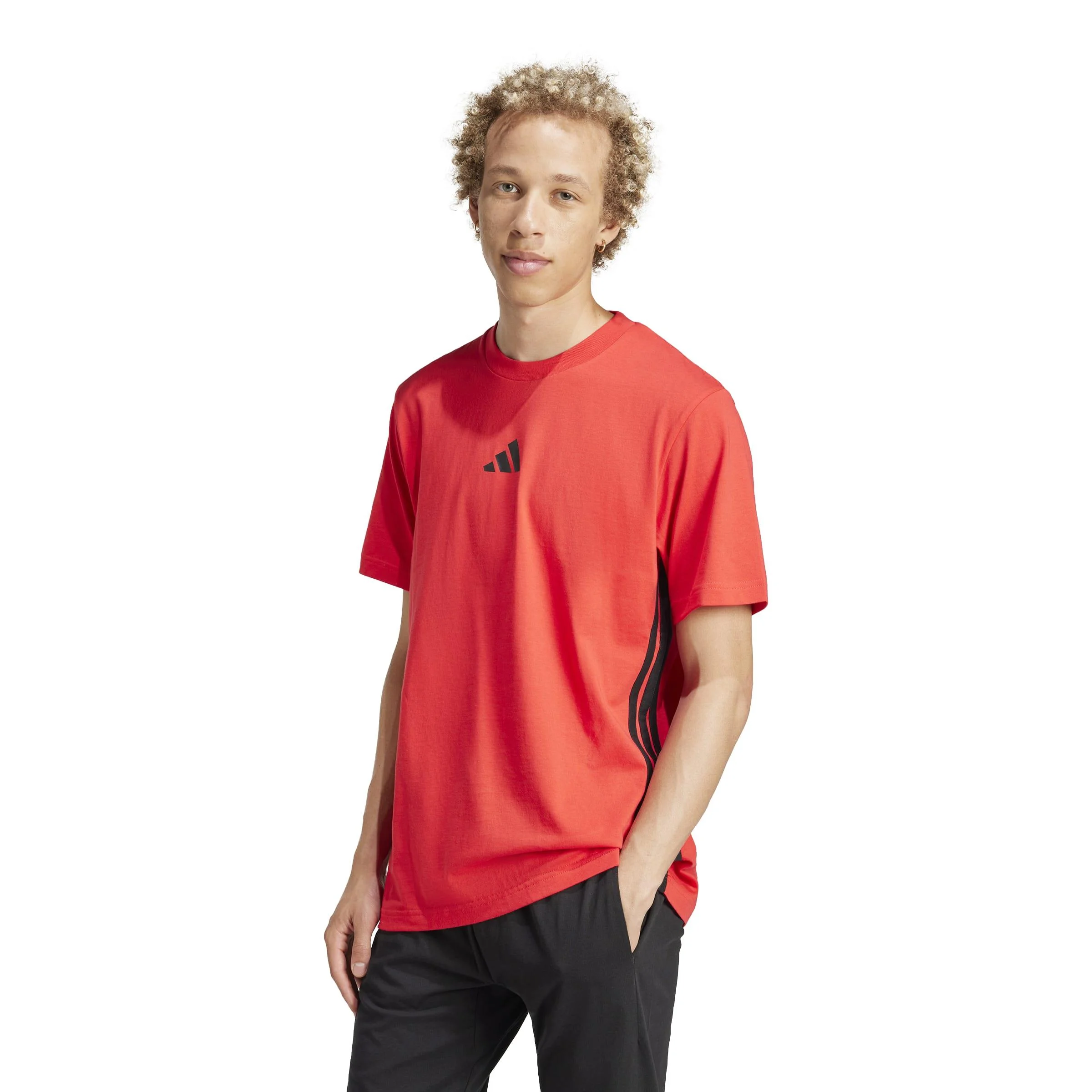 Φωτογραφία προϊόντος: Adidas Performance Adidas Essentials 3-Stripes Single Jersey T-Shirt - Red/Black