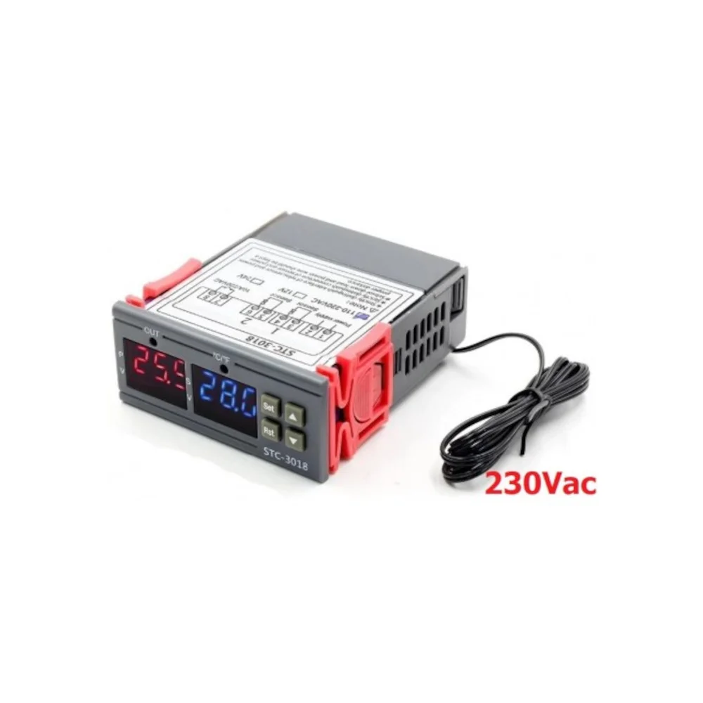 Φωτογραφία προϊόντος: STC-3018 Temperature Thermostat panel mount 12V input -Relay 230V 10A