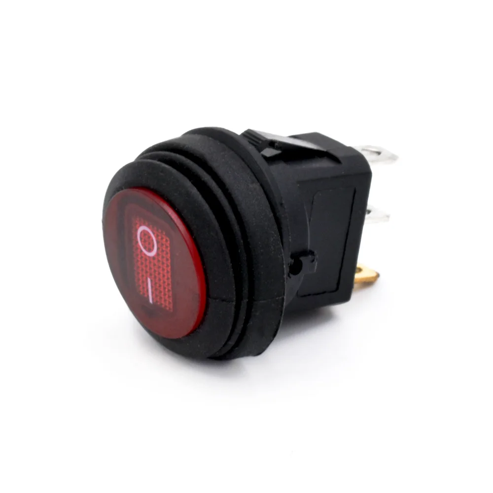 Φωτογραφία προϊόντος: Red Waterproof Round Rocker Switch 2 Position 3 Pins KCD1