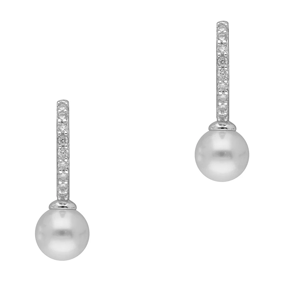 Φωτογραφία προϊόντος: Σκουλαρίκια με Moissanite Diamonds και Μαργαριτάρια από Ασήμι SK3768