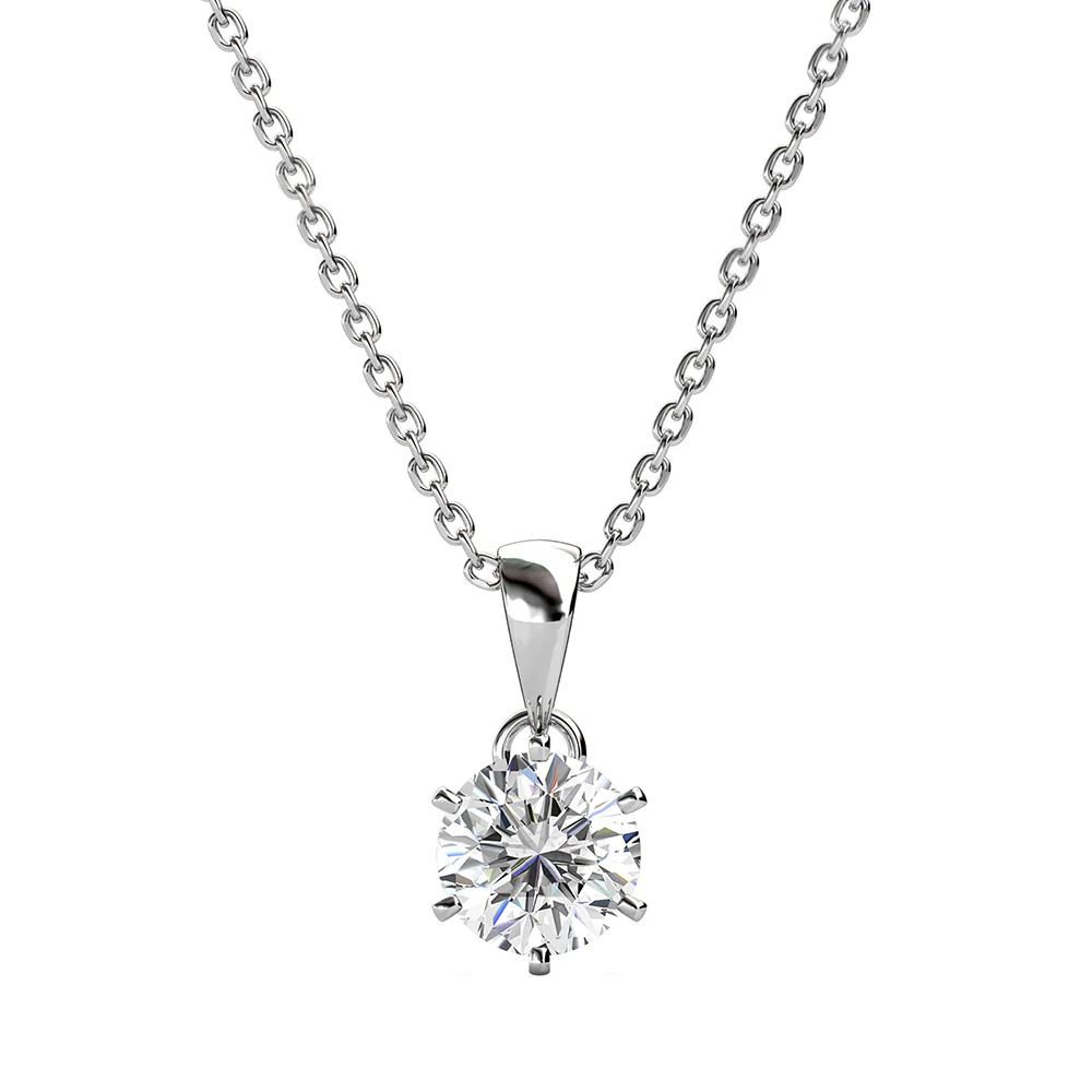 Φωτογραφία προϊόντος: Κολιέ Μονόπετρο με Moissanite Diamonds από Ασήμι KL3519