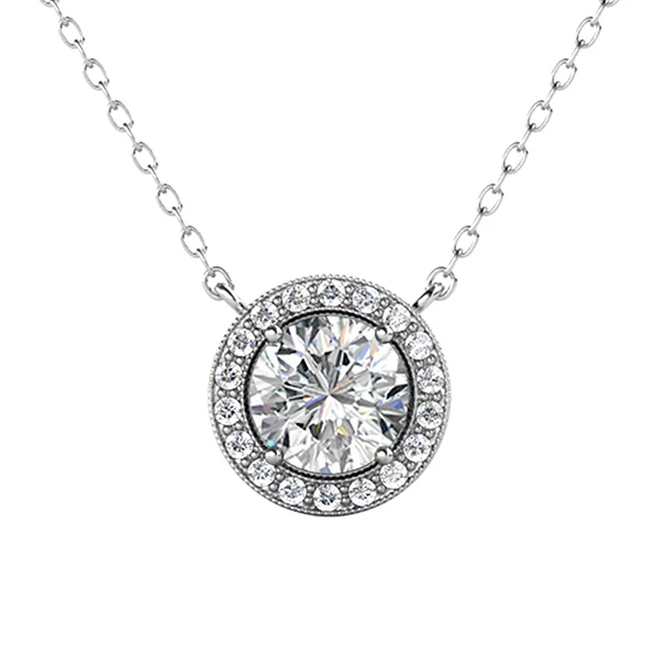 Φωτογραφία προϊόντος: Κολιέ Μονόπετρο με Moissanite Diamonds από Ασήμι KL3517