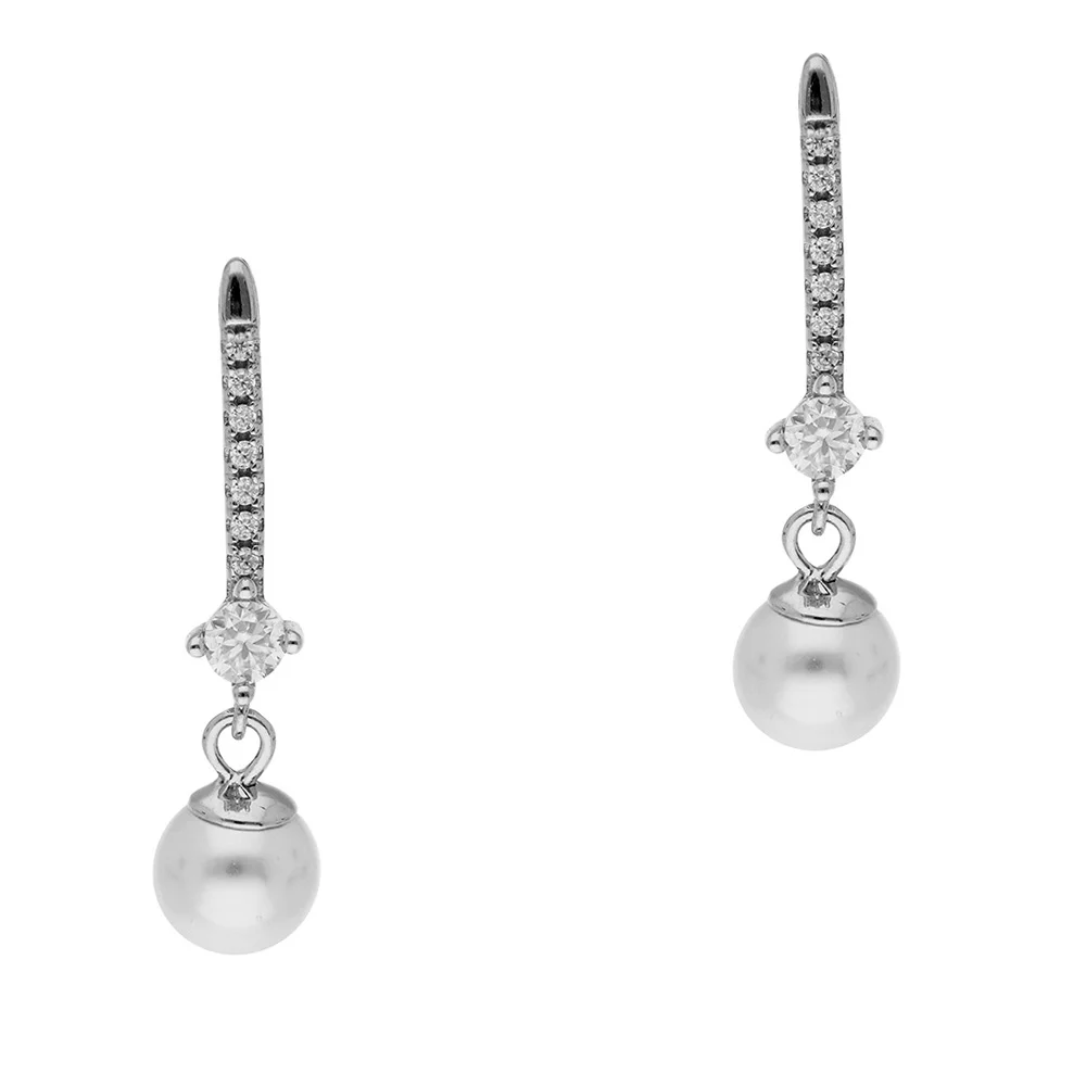 Φωτογραφία προϊόντος: Σκουλαρίκια με Moissanite Diamonds και Μαργαριτάρια από Ασήμι SK3777