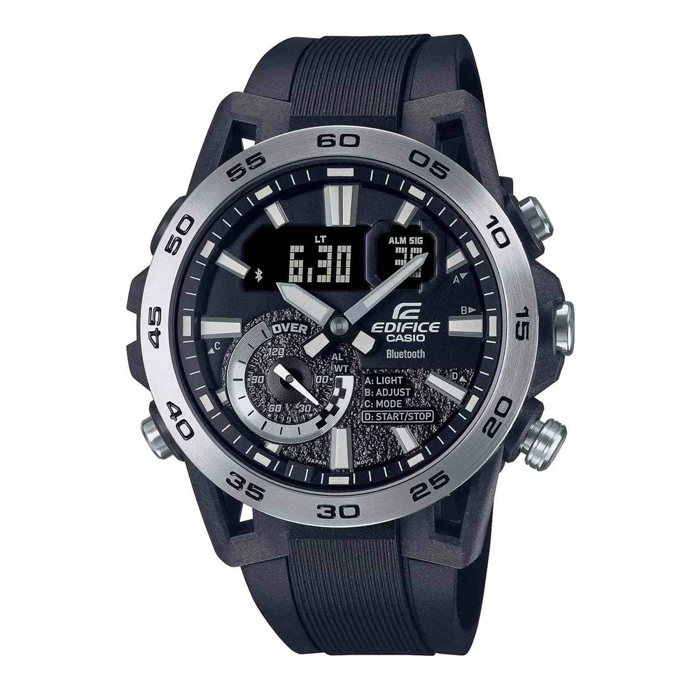 Φωτογραφία προϊόντος: CASIO Edifice Sospensione Dual Time Chronograph Black Rubber Strap ECB-40P-1AEF