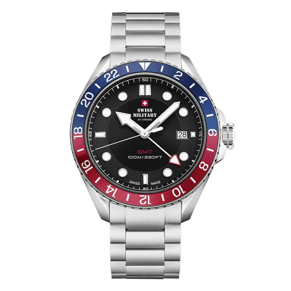 Φωτογραφία προϊόντος: SWISS MILITARY by Chrono Swiss Made GMT Watch Stainless Steel Bracelet SM34095.01