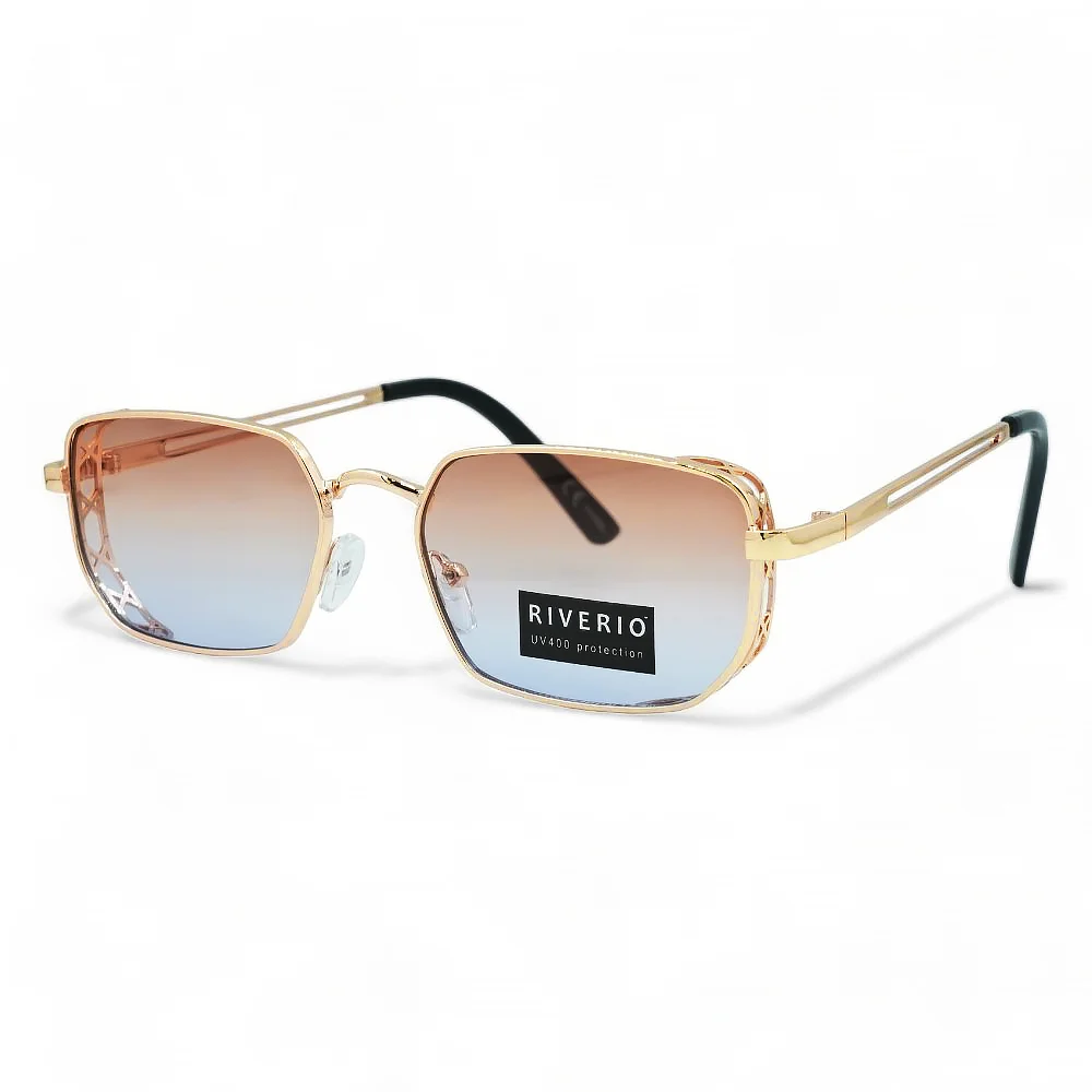 Φωτογραφία προϊόντος: Riverio Unisex Γυαλιά Ηλίου UV400 Παραλληλόγραμμα με Χρυσό Μεταλλικό Σκελετό και Ροζ ντεγκραντέ Φακό RV42393