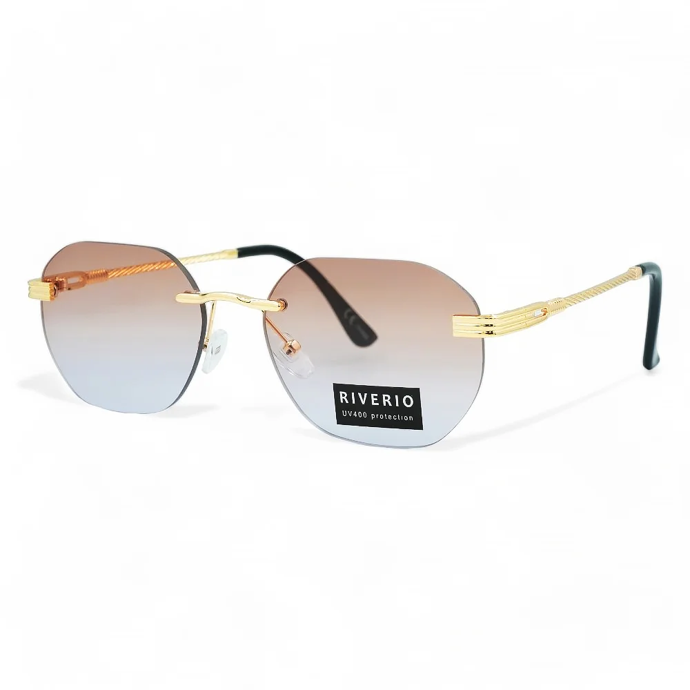 Φωτογραφία προϊόντος: Riverio Unisex Γυαλιά Ηλίου UV400 Οβάλ με Χρυσό Μεταλλικό Σκελετό και Καφέ ντεγκραντέ Φακό RV42401